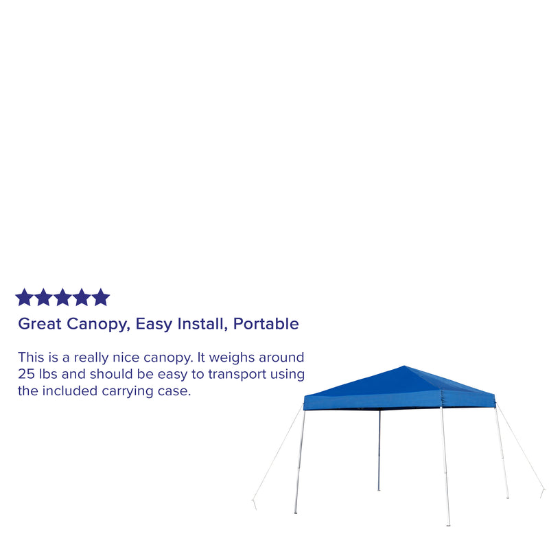 Allyson 10'x10' Blue Outdoor Pop Up Event Slanted Leg Canopy Tent w/Carry Bag iHome Studio