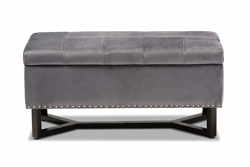 Keswick Charcoal Linen Fabric Upholstered/Greywashed Wood Cocktail Ottoman iHome Studio
