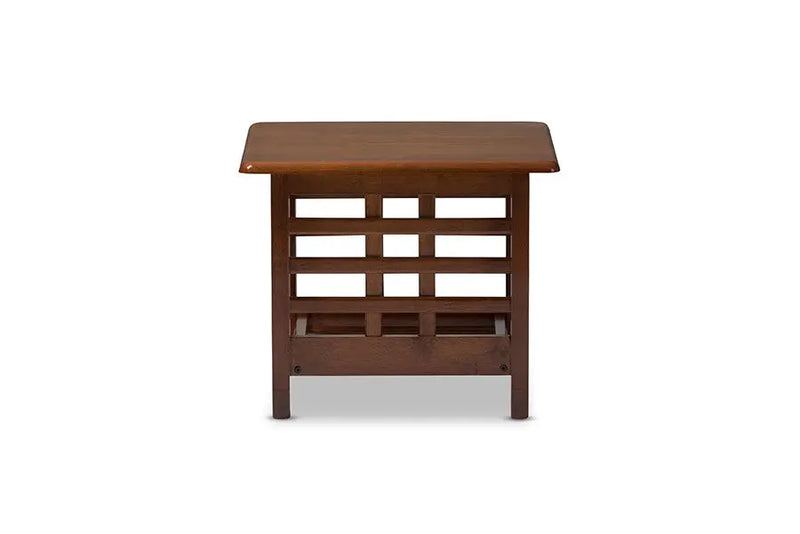Larissa Mission Style Cherry Finished Brown Wood Living Room Occasional End Table iHome Studio