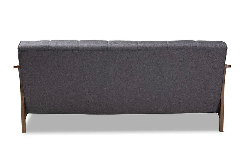 Larsen Gray Fabric Upholstered Walnut Wood Sofa iHome Studio