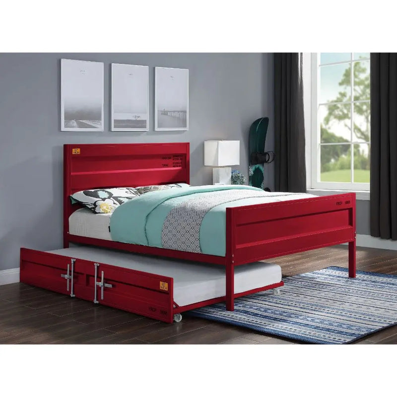 Lena Shipping Container Style Full Bed, Red iHome Studio
