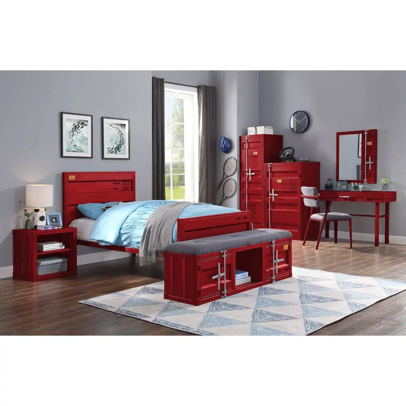 Lena Shipping Container Style Twin Bed, Red iHome Studio