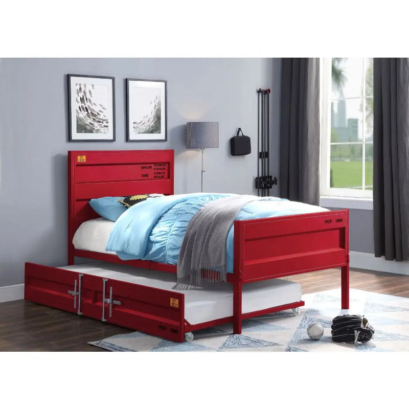 Lena Shipping Container Style Twin Bed, Red iHome Studio