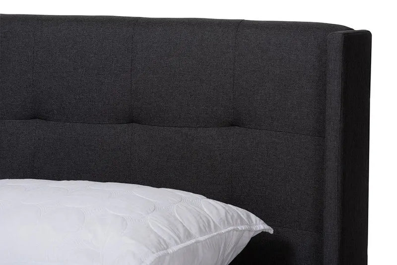Lisette Charcoal Grey Fabric Upholstered Bed (King) iHome Studio
