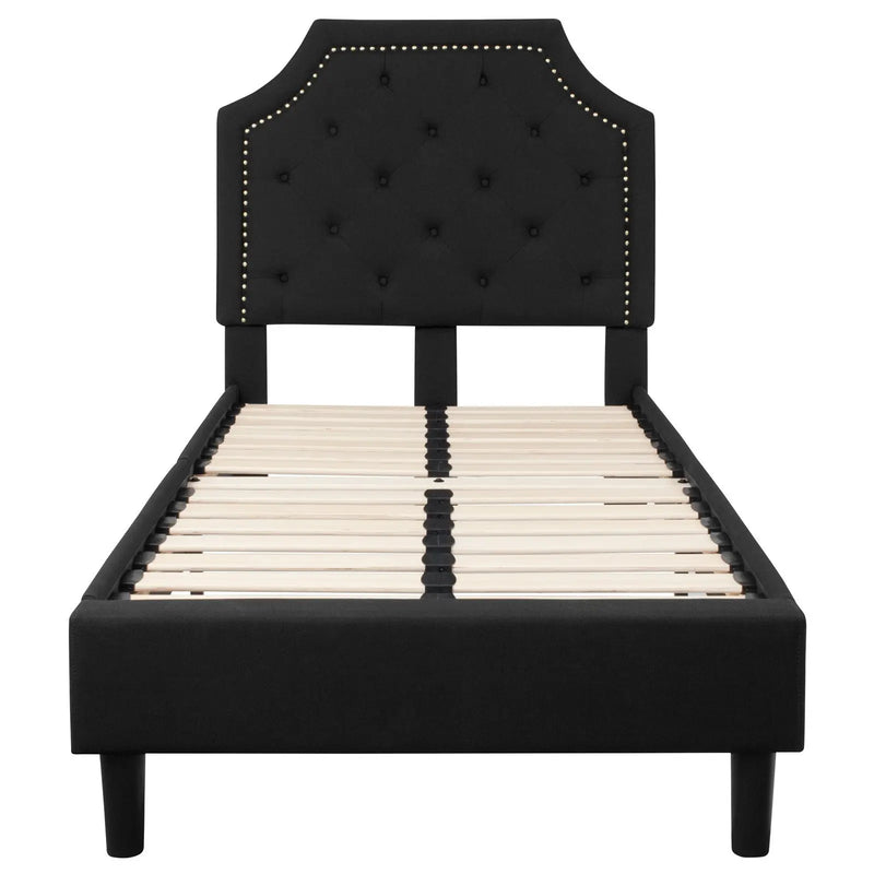 Madelyn Tufted Upholstered Platform Bed, Black (Twin) iHome Studio