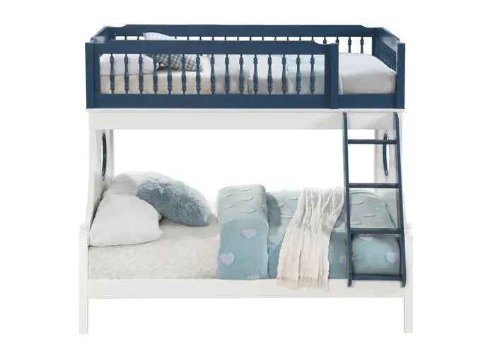 Mara Sailor Twin/Full Bunk Bed, Blue & White Finish iHome Studio