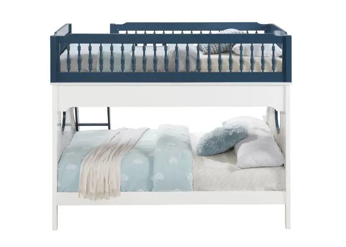 Mara Sailor Twin/Full Bunk Bed, Blue & White Finish iHome Studio