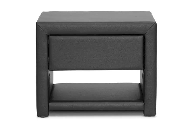 Massey Black Upholstered Modern Nightstand iHome Studio