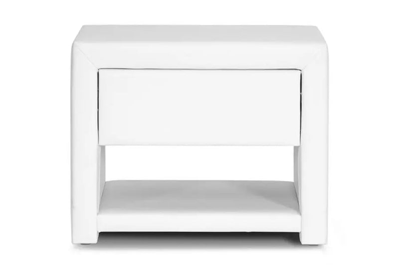 Massey White Upholstered Modern Nightstand iHome Studio