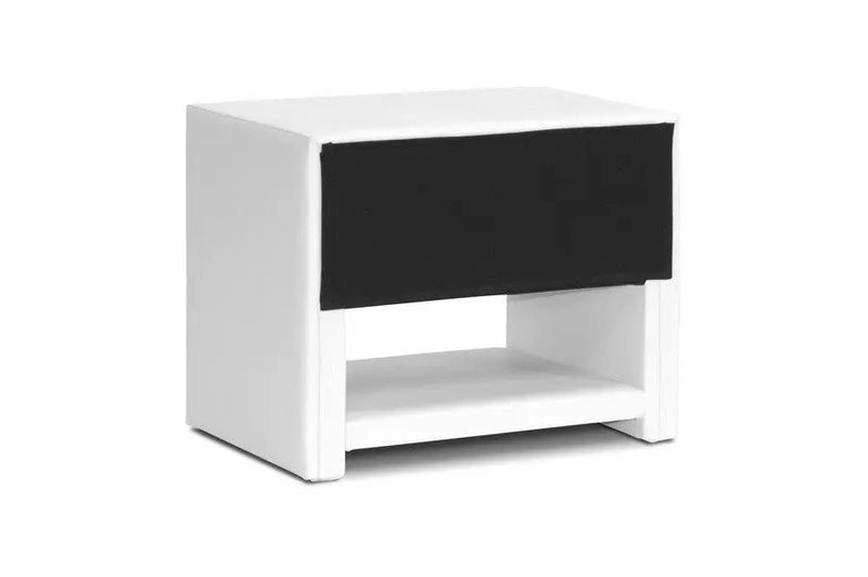 Massey White Upholstered Modern Nightstand iHome Studio