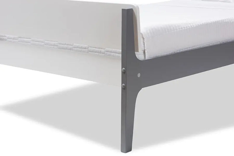 Nereida White and Grey-Finished Wood Trundle Bed (Twin) iHome Studio
