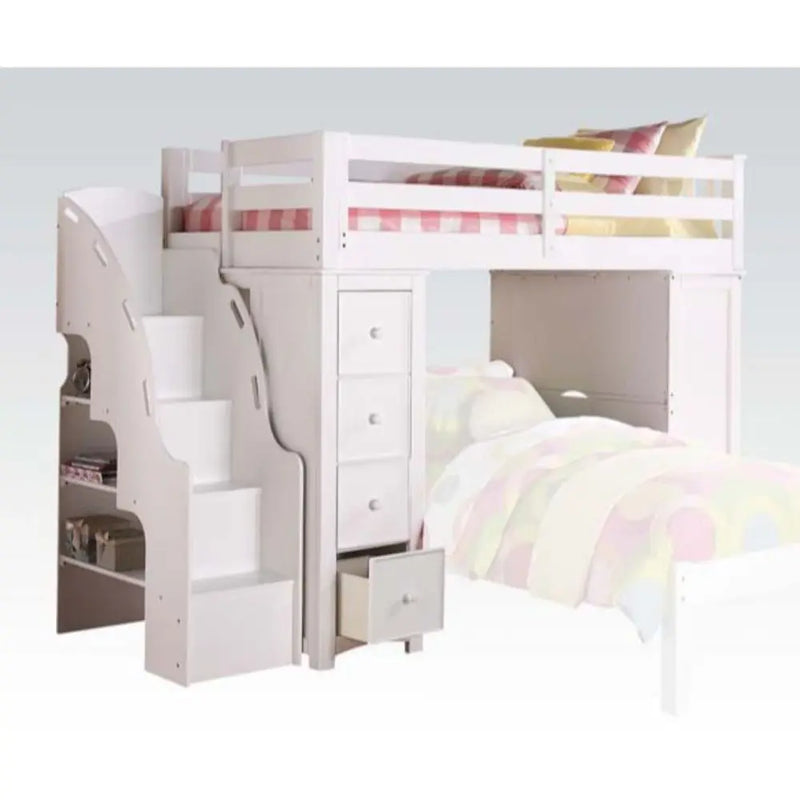 Nia Twin Loft Bed, White iHome Studio
