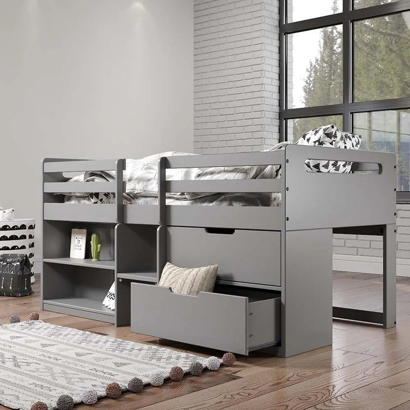 Renata Twin Loft Bed , Gray Finish iHome Studio