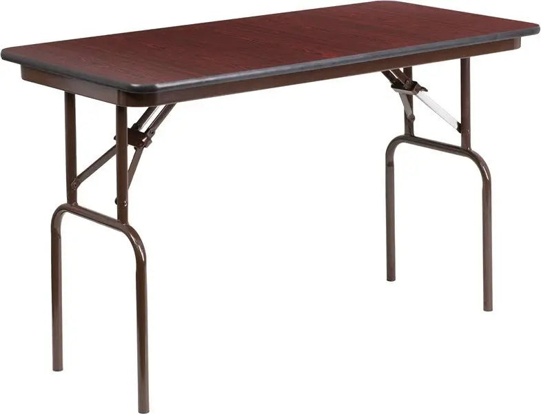Rivera 24'' x 48'' Rectangular Folding Table, High Pressure Mahogany Laminate iHome Studio