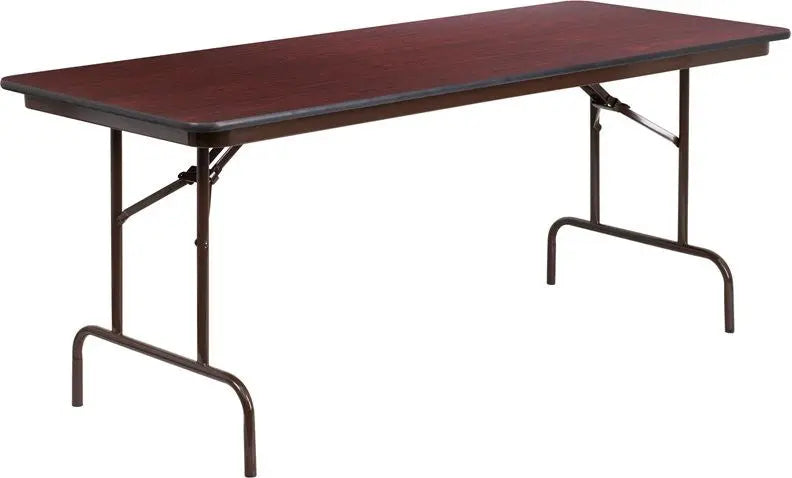 Rivera 30'' x 72'' Rectangular Folding Table, High Pressure Mahogany Laminate iHome Studio