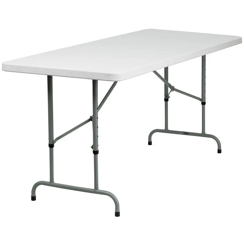 Rivera 30''W x 72''L Height Adj Plastic Folding Table, Granite White iHome Studio