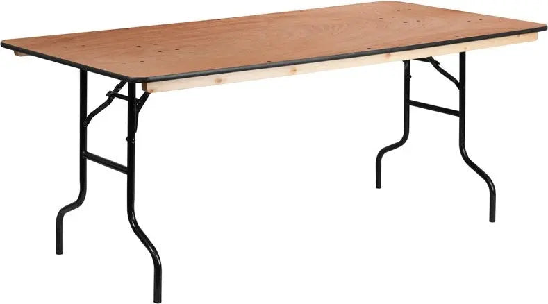 Rivera 36'' x 72'' Rectangular Birchwood Folding Banquet Table, 580 lb Load iHome Studio