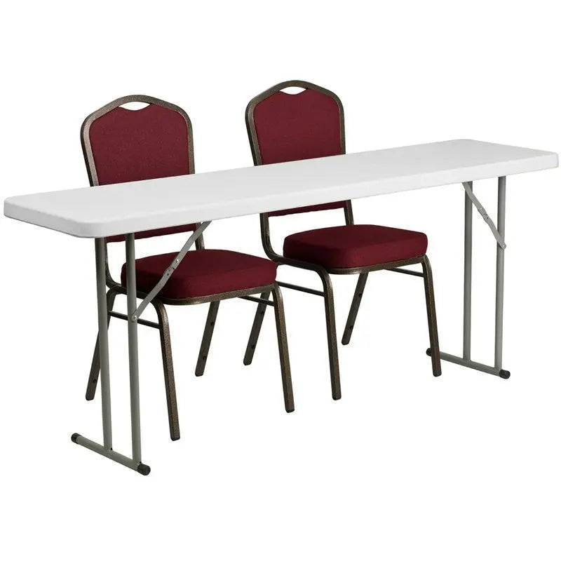 Rivera 3pcs 18''W x 72''L Rectangular Table w/2 Stack Chairs, Crown Back iHome Studio