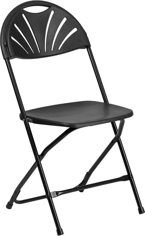 Rivera Heavy Duty Plastic Folding Chair, Black, Fan Back iHome Studio