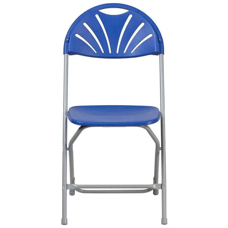 Rivera Heavy Duty Plastic Folding Chair, Blue, Fan Back iHome Studio