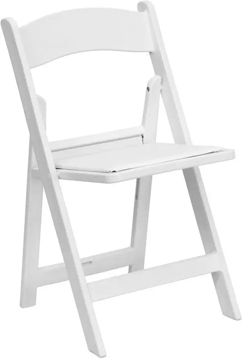 Rivera Heavy Duty Resin Folding Chair, White Vinyl Seat iHome Studio