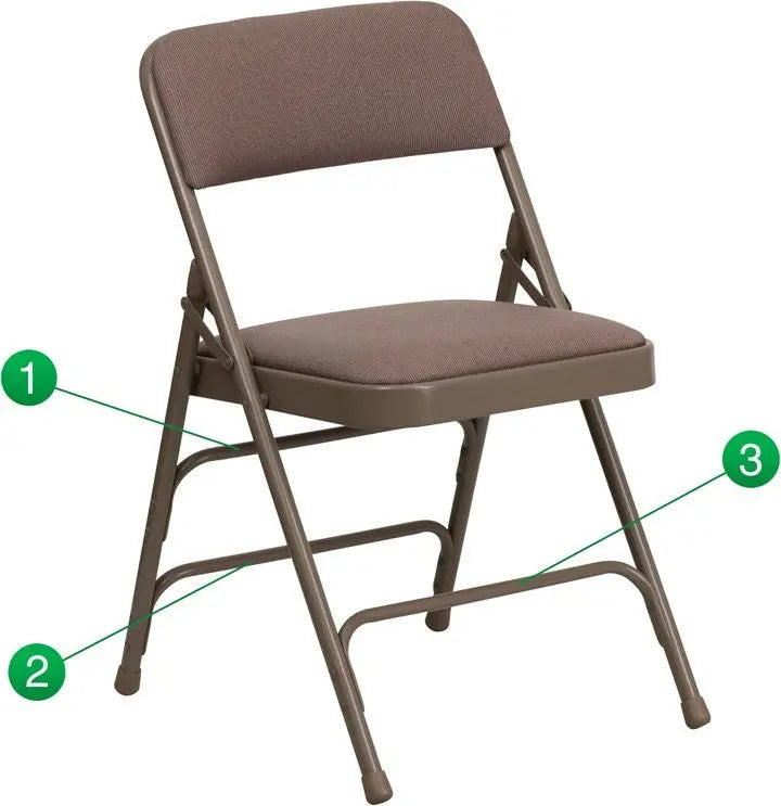 Rivera Metal Folding Chair, Beige Fabric Seat/Back, 1'' Foam iHome Studio