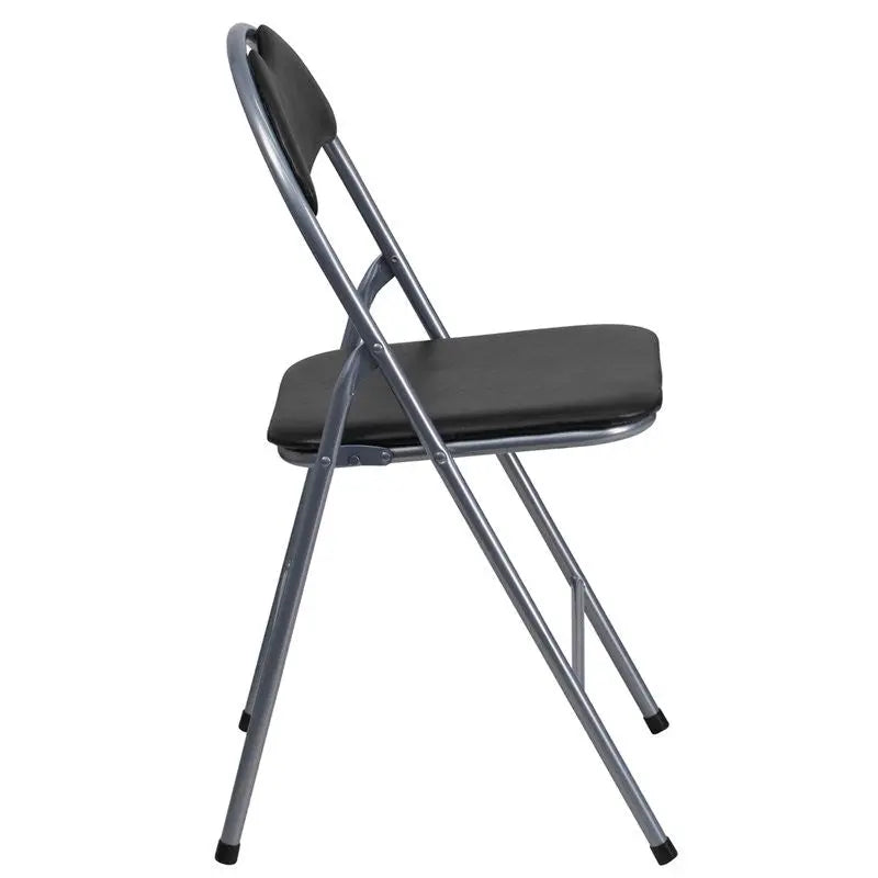 Rivera Metal Folding Chair, Black, Vinyl Seat iHome Studio
