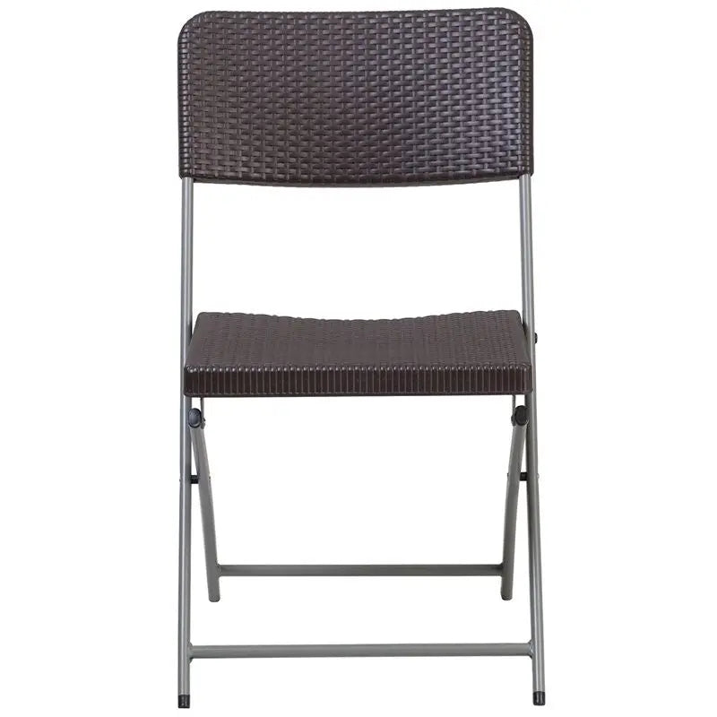 Rivera Plastic Folding Chair, Brown Rattan Seat and Back iHome Studio