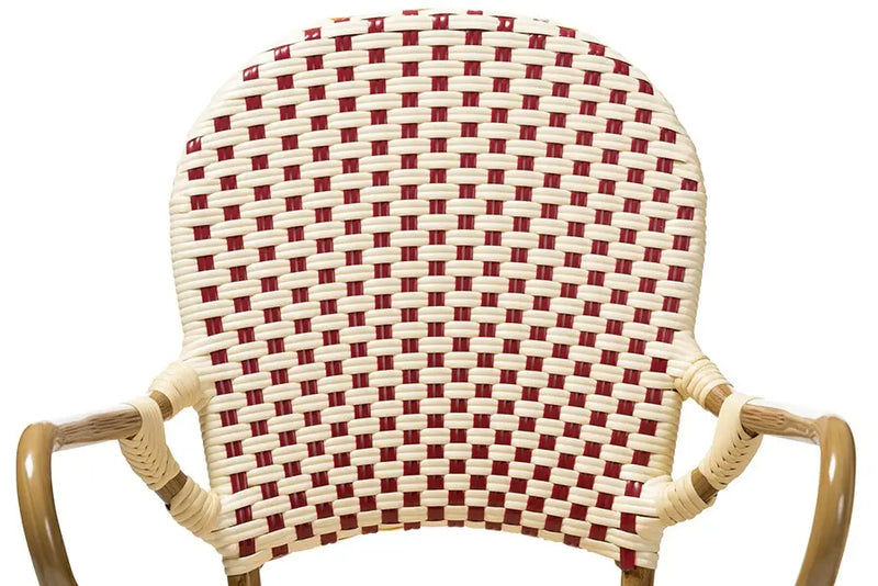 Seva Beige/Red Bamboo Style Stackable Bistro Dining Chair - 2pcs iHome Studio