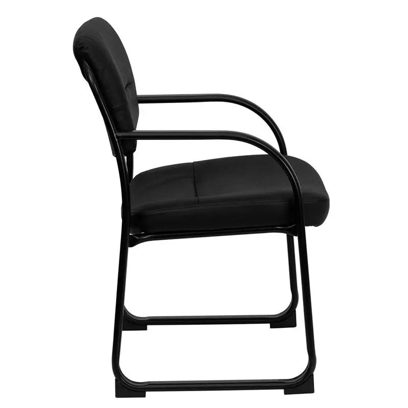 Silkeborg Black Leather Executive Side Reception/Guest Chair w/Sled Base iHome Studio