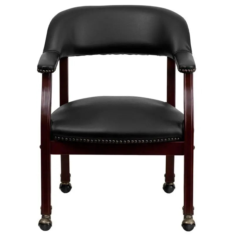 Silkeborg Black Vinyl Luxurious Conference Chair w/Casters iHome Studio