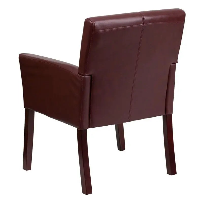 Silkeborg Burgundy Leather Executive Side Reception/Guest Chair w/Mahogany Legs iHome Studio