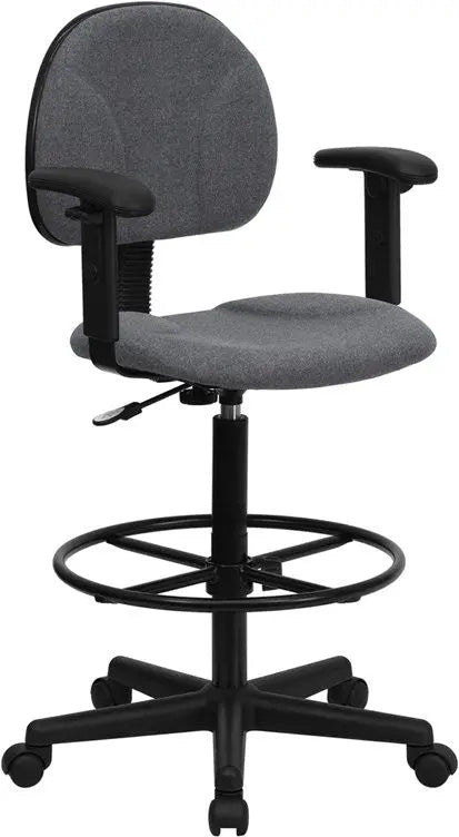 Silkeborg Gray Fabric Professional Drafting Chair w/Adj Arms iHome Studio