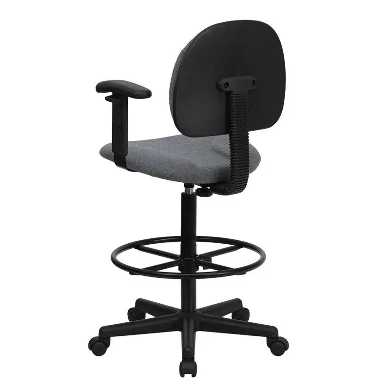 Silkeborg Gray Fabric Professional Drafting Chair w/Adj Arms iHome Studio