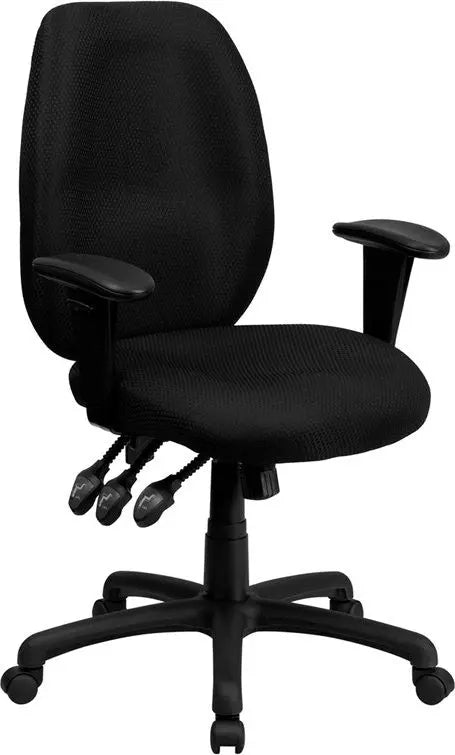 Silkeborg High-Back Black Fabric Ergonomic Executive Swivel Chair w/Adj Arms iHome Studio
