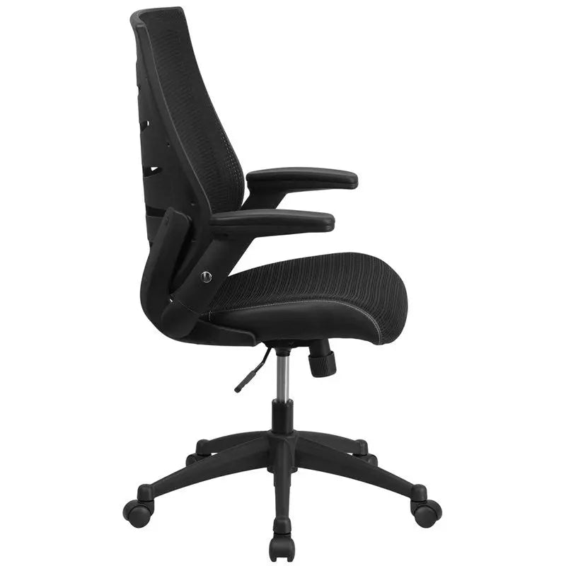 Silkeborg High-Back Black Mesh Executive Swivel Chair w/Height Adjustable, Arms iHome Studio