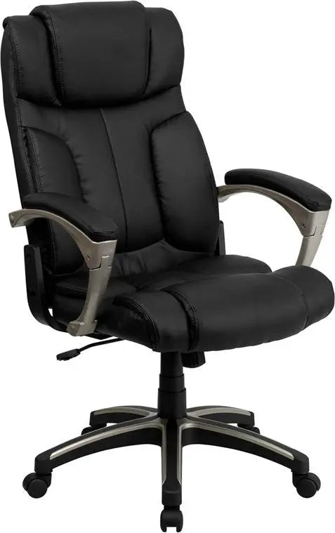 Silkeborg High-Back Folding Black Leather Executive Swivel Chair w/Arms iHome Studio