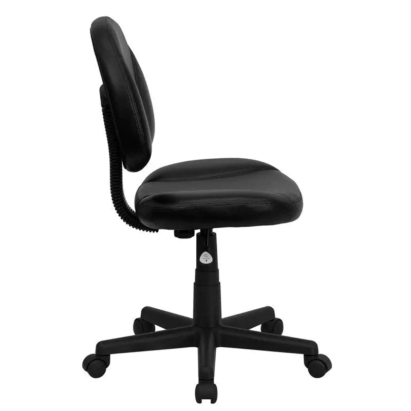 Silkeborg Mid-Back Black Leather Ergonomic Swivel Home/Office Task Chair iHome Studio