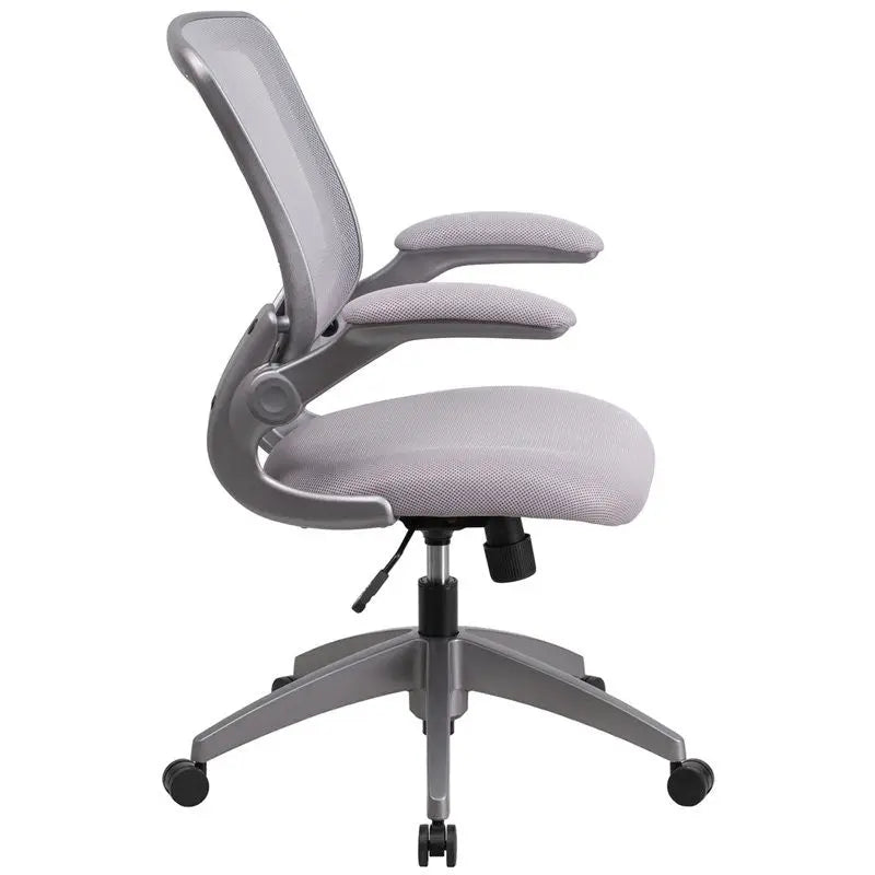 Silkeborg Mid-Back Gray Mesh Swivel Home/Office Task Chair w/Flip-Up Arms iHome Studio