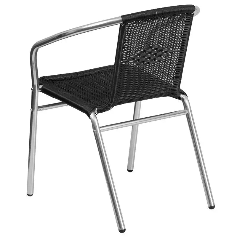 Skovde Aluminum and Black Rattan Stack Chair for Patio/Bar/Restaurant iHome Studio