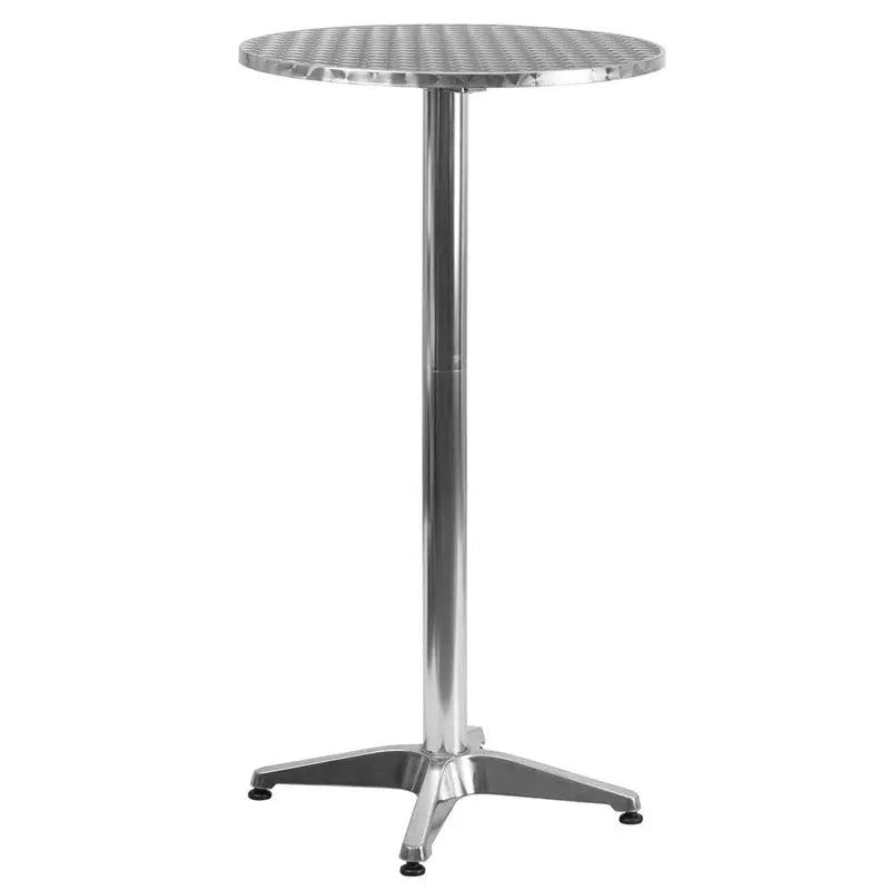 Skovde Round 23.25'' Aluminum Folding Bar Height Table w/Base for Patio/Bar iHome Studio