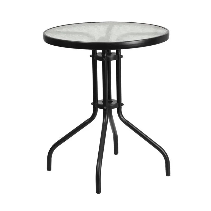 Skovde Round 23.75'' Tempered Glass Metal Table for Patio/Bar iHome Studio