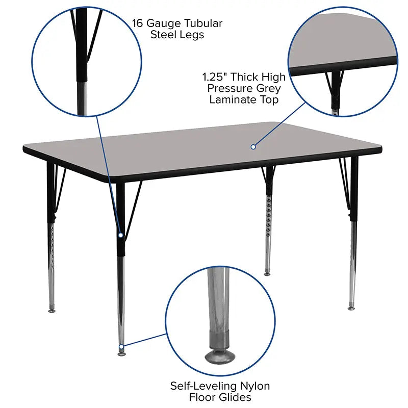 Sydney 24''W x 60''L Rectangular HP Laminate Activity Table - Standard Height Adjustable Legs iHome Studio