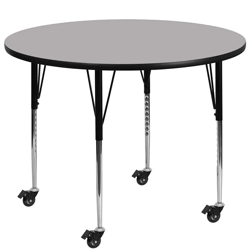 Sydney Mobile 60'' Round Thermal Laminate Activity Table - Standard Height Adjustable Legs iHome Studio