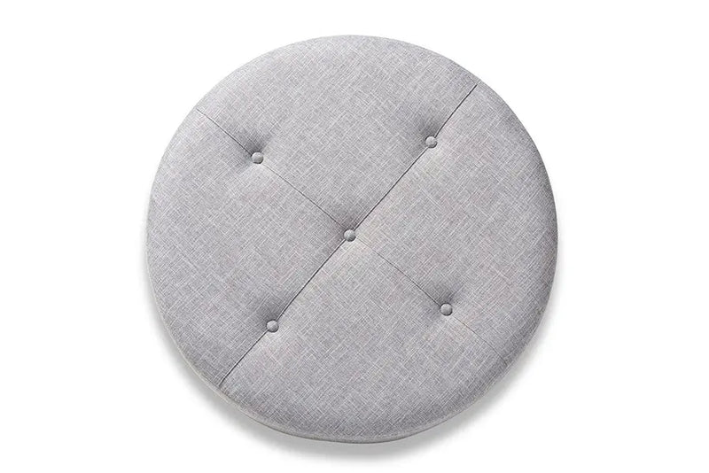 Tyler Light Gray Fabric Upholstered Natural Wood Cocktail Ottoman iHome Studio