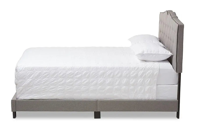 Vivienne Light Grey Fabric Upholstered Bed (Queen) iHome Studio