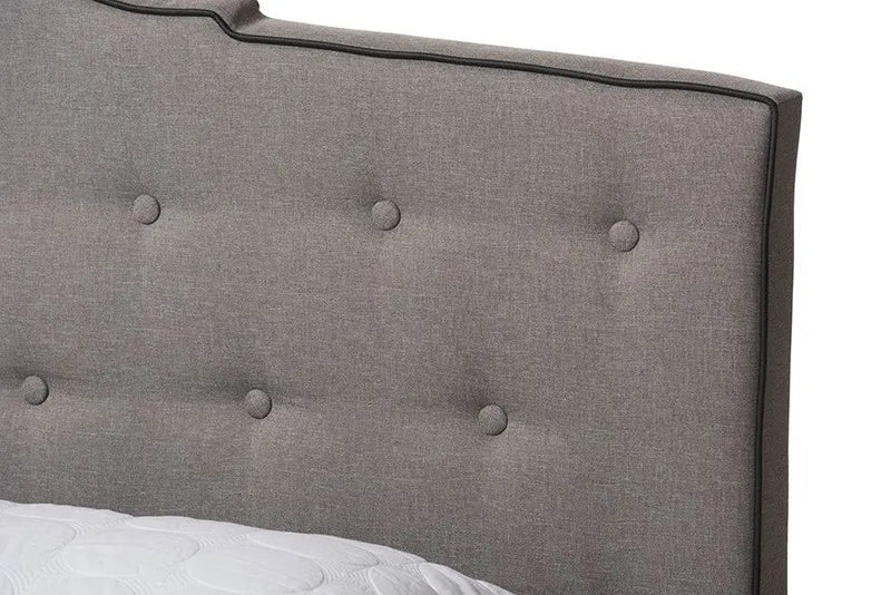 Vivienne Light Grey Fabric Upholstered Bed (Queen) iHome Studio