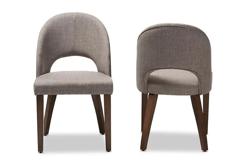 Wesley Light Grey Fabric Upholstered Walnut Wood Dining Chair - 2pcs iHome Studio