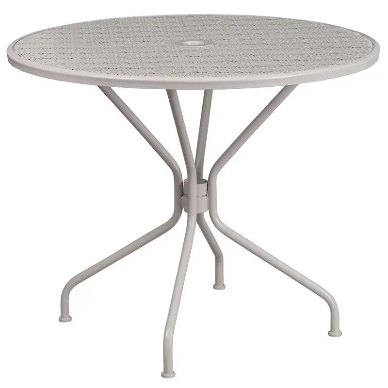 Westbury Round 35.25'' Light Gray Steel Table for Patio/Bar iHome Studio