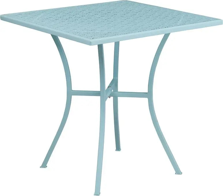 Westbury Square 28'' Sky Blue Steel Table for Patio/Bar iHome Studio